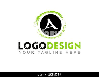 Lettre A logo Design. Votre texte ici . Modèle de logo sur fond blanc. Banque D'Images