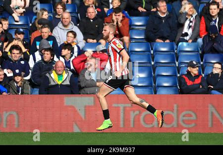 Oli McBurnie, de Sheffield United, célèbre le deuxième but du match du championnat Sky Bet aux Hawthorns, West Bromwich. Date de la photo: Samedi 29 octobre 2022. Banque D'Images