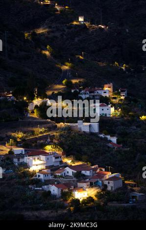 Village d'El Juncal au coucher du soleil. Le parc rural Nublo. Tejeda. Grande Canarie. Îles Canaries. Espagne. Banque D'Images