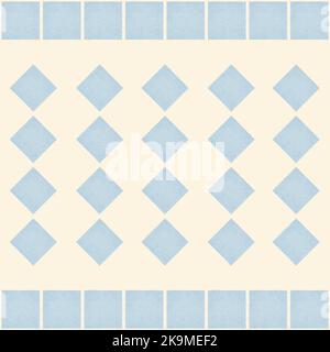 Conception en vinyle auto-adhésif. Motifs raster sans couture pour la décoration de la cuisine et de la salle de bains. Motif en PVC. Carrés bleus et losange. Surface texturée. Banque D'Images