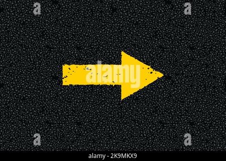 Flèche jaune sur la vue de dessus de la route du tarmac Illustration de Vecteur