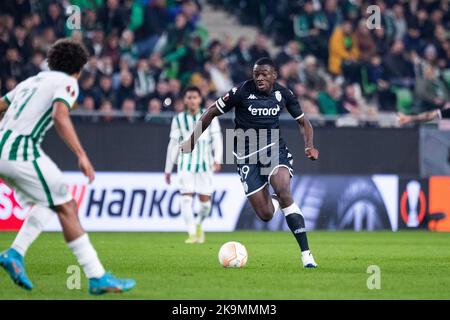 Budapest, Hongrie. 27H, octobre 2022. Youssouf Fofana (19) de Monaco vu lors du match de l'UEFA Europa League entre Ferencvaros et Monaco au Groupama Arena de Budapest. (Crédit photo: Gonzales photo - Balazs Popal). Banque D'Images