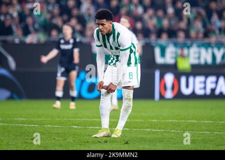 Budapest, Hongrie. 27H, octobre 2022. Ryan Mmaee (8) de Ferencvaros vu lors du match de l'UEFA Europa League entre Ferencvaros et Monaco à l'arène Groupama de Budapest. (Crédit photo: Gonzales photo - Balazs Popal). Banque D'Images