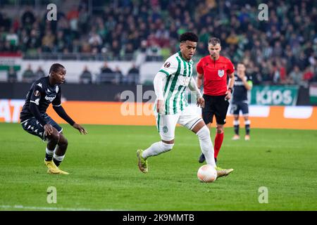 Budapest, Hongrie. 27H, octobre 2022. Ryan Mmaee (8) de Ferencvaros vu lors du match de l'UEFA Europa League entre Ferencvaros et Monaco à l'arène Groupama de Budapest. (Crédit photo: Gonzales photo - Balazs Popal). Banque D'Images