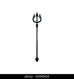 Icône noire Trident. Panneau Neptune. Illustration vectorielle du symbole national de la Barbade. Isolé sur blanc. SPE 10 Illustration de Vecteur