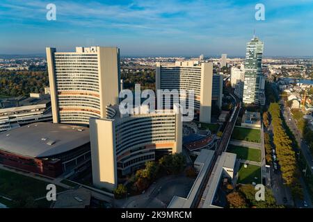 Vue aérienne du siège de l'ONU Banque D'Images