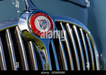 Emblème Jaguar 3,8 litres Banque D'Images