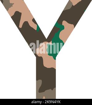 Lettre de l'alphabet anglais y, style kaki isolé sur fond blanc - illustration vectorielle Illustration de Vecteur
