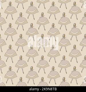 Motif sans couture avec jolies ballerines. Arrière-plan décoratif avec filles dansantes dans le style de dessin animé. Texture pour tirages de mode, papier peint de pépinière, Web, s Illustration de Vecteur