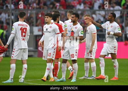 Munich, Allemagne. 29th octobre 2022. Mainz joueurs après la fin du jeu, déception, frustré, déçu, frustré, Abattu, football 1st saison Bundesliga 2022/2023, 12th jour de match, matchday12, FC Bayern Munich - 1.FSV FSV FSV Mayence 05 sur 29 octobre 2022, ALLIANZAREN A. ? Credit: dpa/Alay Live News Banque D'Images