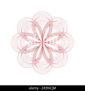 Décoration symétrique abstraite Spirographe. Élément graphique fractal. Illustration de Vecteur