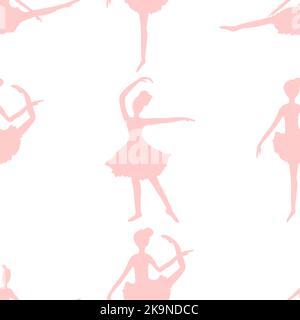 Arrière-plan décoratif sans couture. Motif de silhouettes dansantes de ballerines Illustration de Vecteur