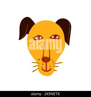 Chien drôle. Joli visage d'animal sur fond blanc. Élément de conception pour autocollants, étiquettes, cartes, étiquettes Illustration de Vecteur