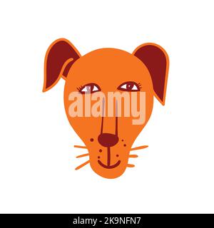 Jolie tête d'animal sur fond blanc. Illustration vectorielle du visage de chien mignon. Illustration de Vecteur