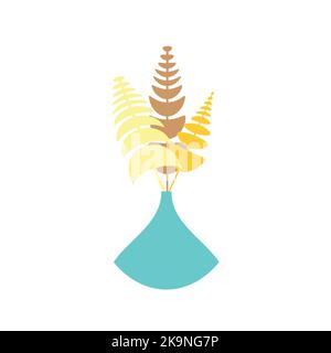 Bouquet stylisé de feuilles colorées dans un vase Illustration de Vecteur