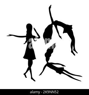 Silhouettes noires de figurines de gymnastique flexibles Illustration de Vecteur