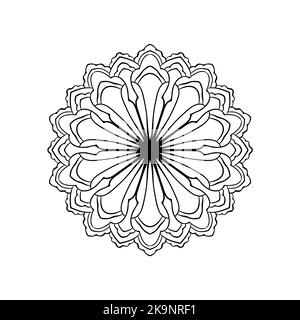 Mandala à l'anses dessinées à la main. Motif floral de style ethnique en dentelle ronde avec décoration décorative. Illustration vectorielle. Page de livre de coloriage pour adultes. Illustration de Vecteur