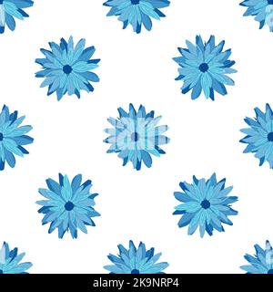 Motif fleuri sans couture. Fond botanique décoratif de fleurs bleues. Printemps, été design pour le textile, album, imprimés. Illustration de Vecteur
