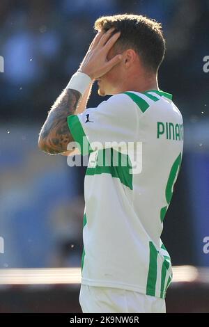 Naples, Italie. 29th octobre 2022. Andrea Pinamonti joueur de Sassuolo, pendant le match de la série italienne Une ligue entre Napoli vs Sassuolo résultat final, Napoli 4, Sassuolo 0, match joué au stade Diego Armando Maradona. Crédit: Vincenzo Izzo/Alamy Live News Banque D'Images