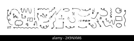 Vecteur abstrait noir flèches dessinées à la main sur fond blanc. Illustration de Vecteur