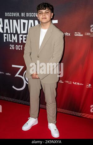 Luca Hogan assiste à la première mondiale d'Un peu de lumière à Curzon Soho, Londres, pendant le Festival du film de Raindance 30th. Date de la photo: Samedi 29 octobre 2022. Banque D'Images