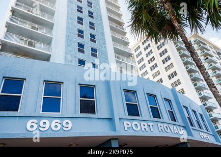 Miami Beach Florida,North Beach Collins Avenue Port Royale condominiums condominiums condos,extérieur entrée principale immeuble résidentiel Banque D'Images