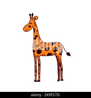 Illustration vectorielle d'une girafe de style dessin animé drôle Illustration de Vecteur