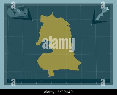 Orientale, région du Maroc. Forme de couleur unie. Cartes d'emplacement auxiliaire d'angle Banque D'Images