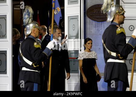 Oviedo, Espagne. 28th octobre 2022. La famille royale espagnole arrive au théâtre Campoamor pour la cérémonie des Princes Awards 2022 à Oviedo, Asturias, Espagne, sur 28 octobre 2022. (Photo de Mercedes Menendez/Pacific Press/Sipa USA) crédit: SIPA USA/Alay Live News Banque D'Images