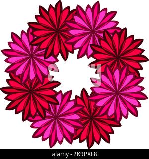 Jolie couronne abstraite. Élément à motif fleuri sur fond blanc. Fleurs rose vif. Illustration de Vecteur
