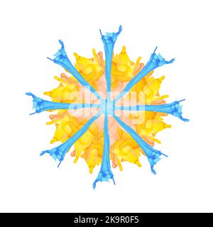 Encre d'alcool peinte à la main forme florale sur fond blanc. Illustration de Vecteur