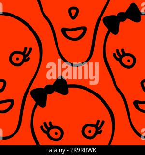 Motif halloween brillant sans coutures vectorisé avec crânes Illustration de Vecteur