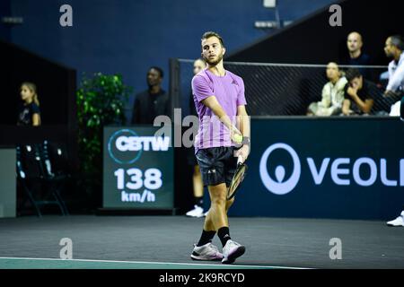 Paris, France. 29th octobre 2022. Hugo Gaston lors du tournoi Rolex Paris Masters, ATP Masters 1000 tennis, sur 29 octobre 2022 à l'aréna Accor à Paris, France. Photo de Victor Joly/ABACAPRESS.COM crédit: Victor Joly/Alay Live News Banque D'Images