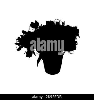 Bouquet de fleurs. Silhouette noire. Élément vectoriel pour cartes de vœux, poster, présentation, conception d'invitations Illustration de Vecteur