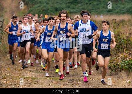 Abbotsford, Canada. 29th octobre 2022. Les athlètes de l'Ouest du Canada participent à la course masculine aux Championnats canadiens de cross-country de l'Ouest 2022. Credit: Zhengmu Wang/Alay Live News Banque D'Images