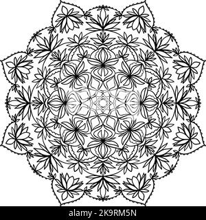 Motif de mandala noir et blanc abstrait décoratif. Illustration de Vecteur