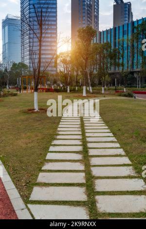 parc de la ville avec un bâtiment moderne à shanghai Banque D'Images