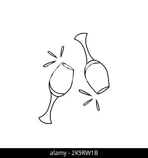 Lunettes à ficelle avec éclaboussures. Illustration dessinée à la main Illustration de Vecteur