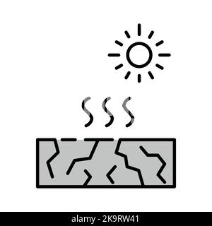 Symbole de sol de sécheresse surface fissurée et symbole de vecteur de sécheresse temps chaud Illustration de Vecteur