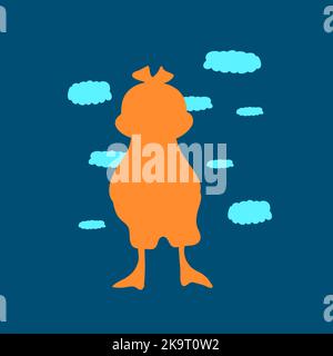 Illustration de la silhouette de canard et des nuages bleus Illustration de Vecteur