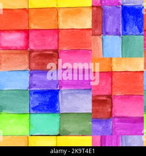 Motif abstrait sans couture avec cellules aquarelles dans des couleurs arc-en-ciel. Illustration de Vecteur