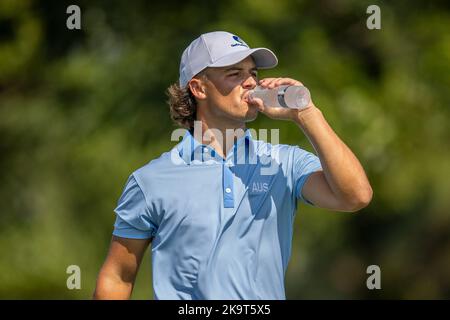 CHONBURI, THAÏLANDE - OCTOBRE 30: Harrison Crowe d'Australie sur le premier trou lors de la finale du Championnat amateur Asie-Pacifique 2022 au Amata Spring Country Club on 30 octobre 2022 à CHONBURI, THAÏLANDE (photo de Peter van der Klooster/Alay Live News) Credit: peter Van der Klooster/Alay Live News Banque D'Images