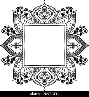 Cadre en forme de caniche décoratif abstrait. Élément design avec motifs à base de plantes. Illustration de Vecteur