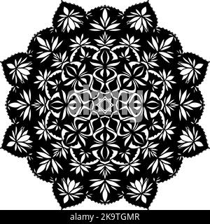 Motif de mandala noir et blanc abstrait décoratif. Illustration de Vecteur