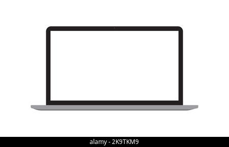 Inclinaison réaliste de l'ordinateur portable à 90 degrés isolée sur fond blanc. Ordinateur portable avec écran vide. Espace de copie vierge sur un ordinateur mobile moderne. Illustration de Vecteur