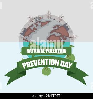 Journée nationale de prévention de la pollution avec la planète polluée Illustration de Vecteur