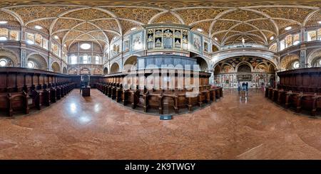 Vue panoramique à 360° de Milan Lombardie Italie. La salle des religieuses à l'intérieur de l'église San Maurizio al Monastero Maggiore