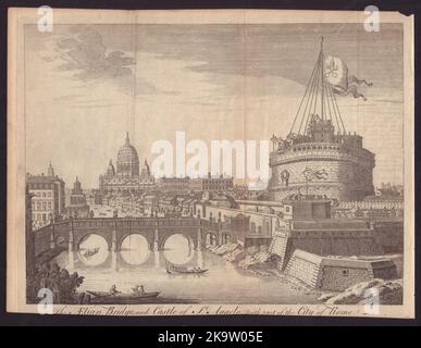 Le Pont Aélien et le Château de Saint-Ange, avec une partie de la ville de Rome 1752 Banque D'Images