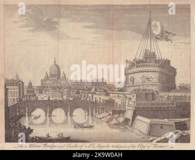 Le Pont Aélien et le Château de Saint-Ange, avec une partie de la ville de Rome 1752 Banque D'Images