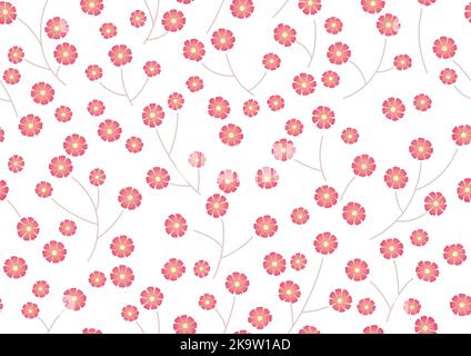 Fond vectoriel sans couture avec motif floral rose sur Fond blanc. Répétable horizontalement et verticalement. Illustration de Vecteur